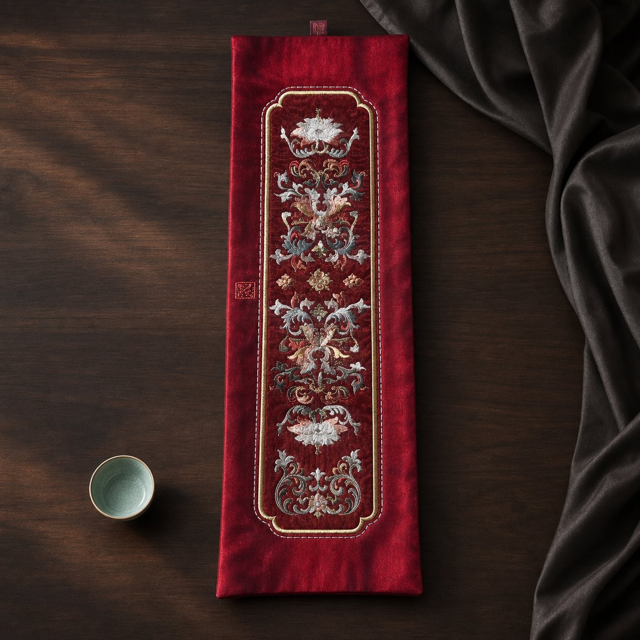 一品·刺绣茶席桌旗 YPCX-001｜产品图片简介与小额批发参考