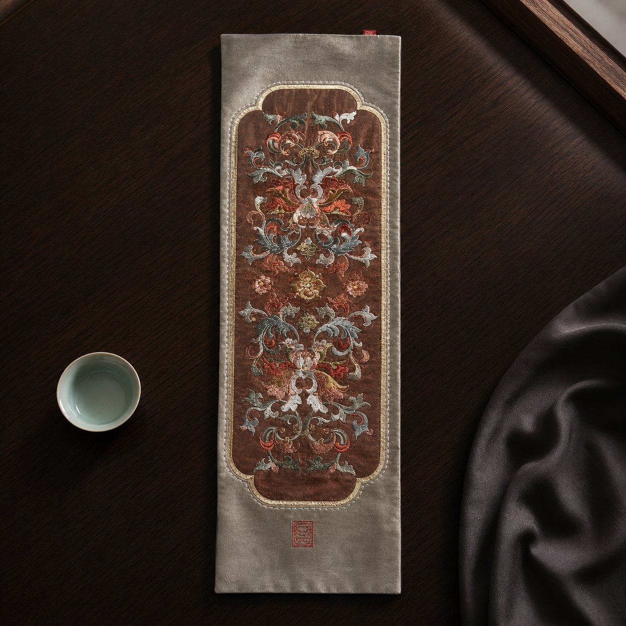 一品·刺绣茶席桌旗 YPCX-005｜产品图片简介与小额批发参考