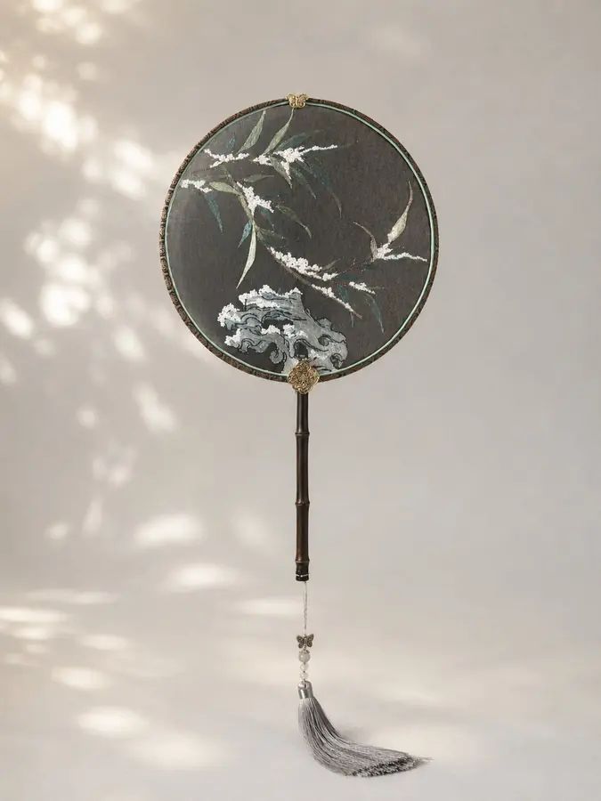 YIPIN Fine Fan | YPLS-007 | Snow Bamboo and Scholar Rock Fan