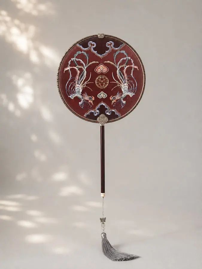 YIPIN Fine Fan | YPLS-008 | Auspicious Phoenix Wedding Fan, Round