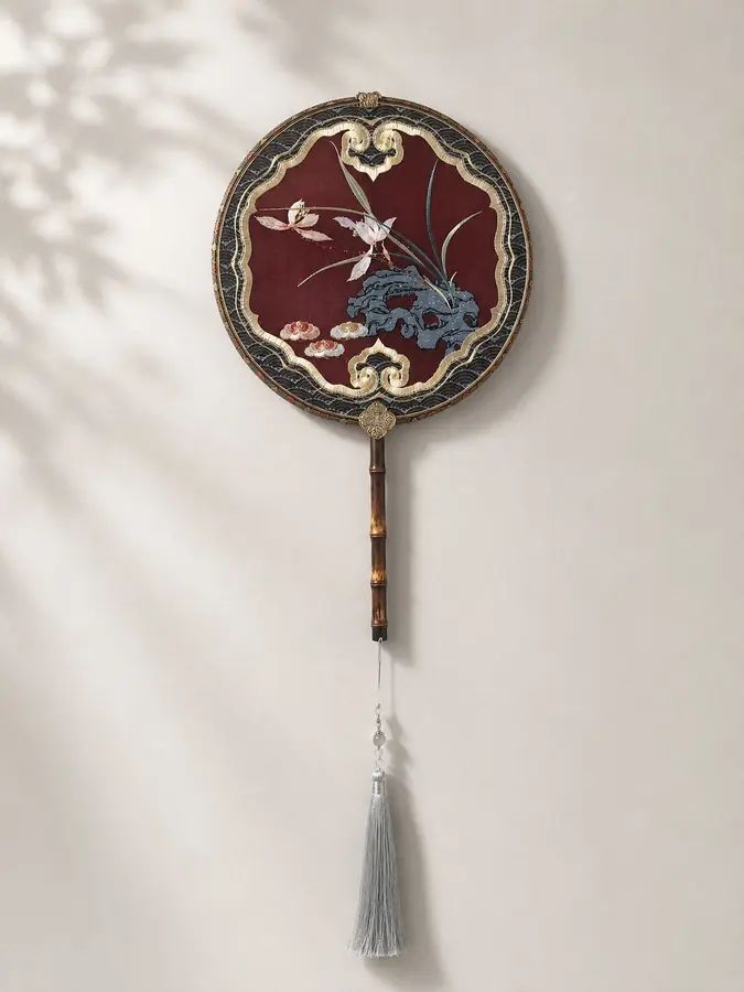 YIPIN Fine Fan | YPLS-010 | Lingzhi Orchid and Scholar Rock Fan