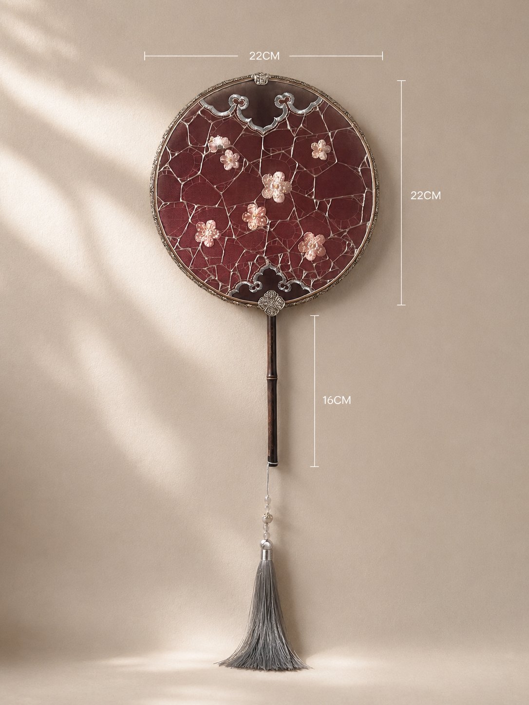 YIPIN Fine Fan | YPLS-001 | Ice-Crack Plum Embroidered Fan detail 2