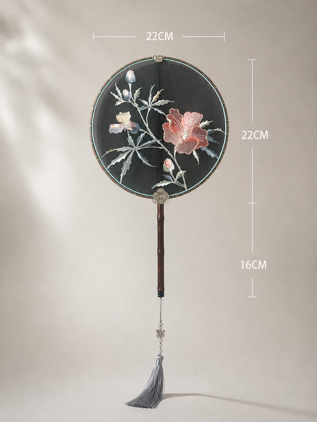 YIPIN Fine Fan | YPLS-006 | Pine Rhythm Hollyhock Fan detail 2
