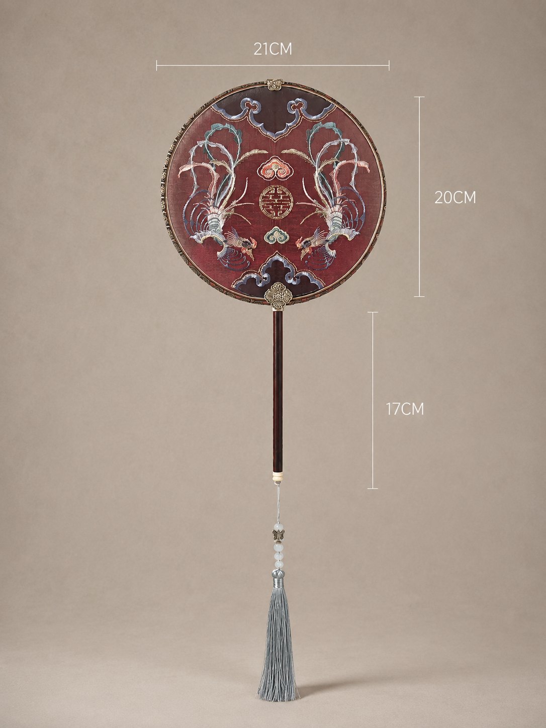 YIPIN Fine Fan | YPLS-008 | Auspicious Phoenix Wedding Fan, Round detail 2