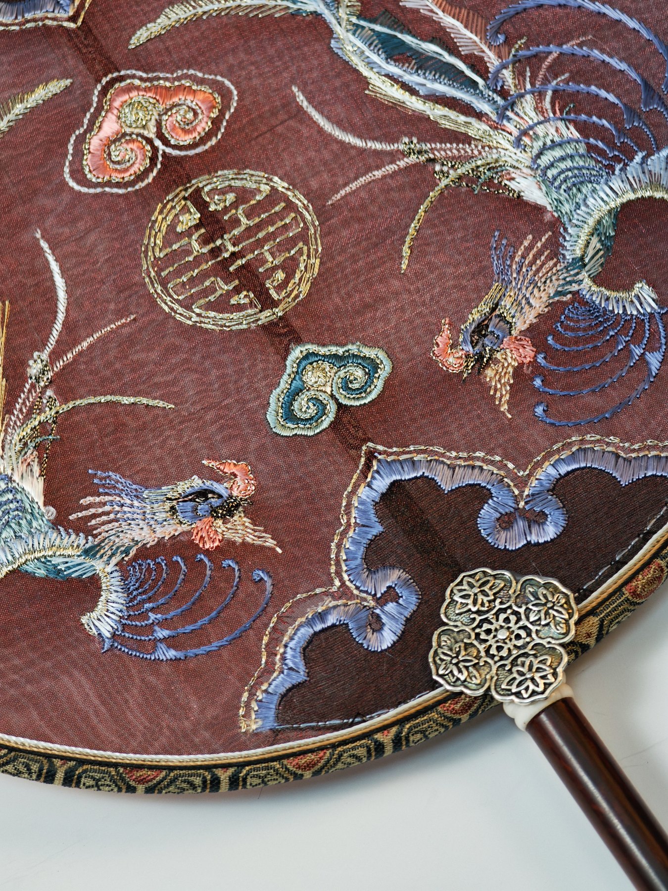 YIPIN Fine Fan | YPLS-008 | Auspicious Phoenix Wedding Fan, Round detail 4
