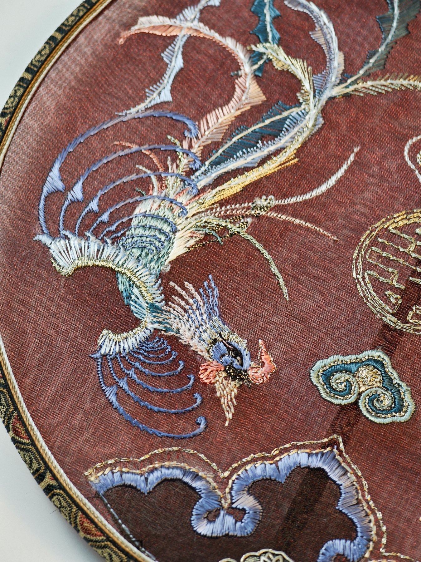 YIPIN Fine Fan | YPLS-008 | Auspicious Phoenix Wedding Fan, Round detail 5