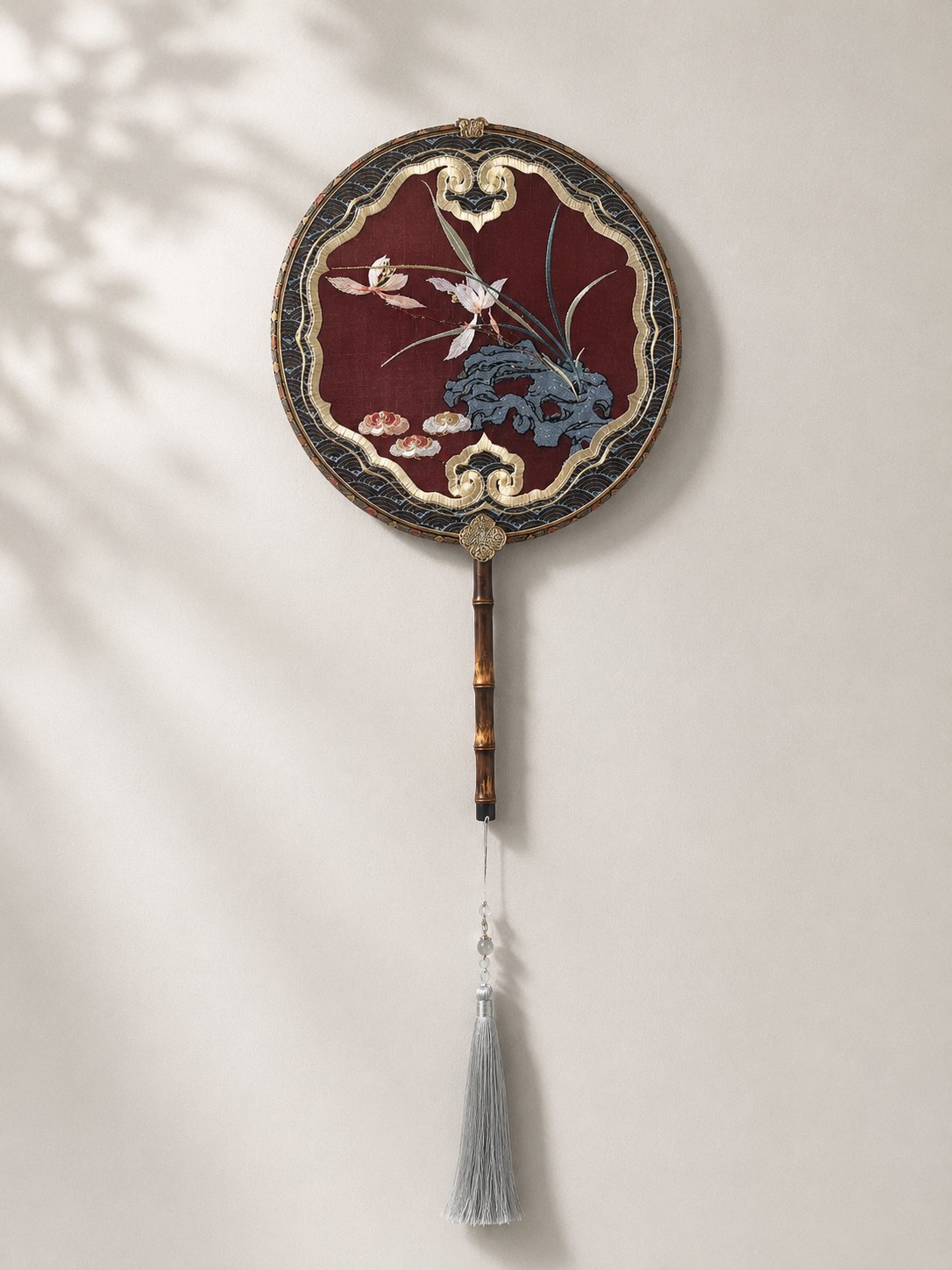 YIPIN Fine Fan | YPLS-010 | Lingzhi Orchid and Scholar Rock Fan