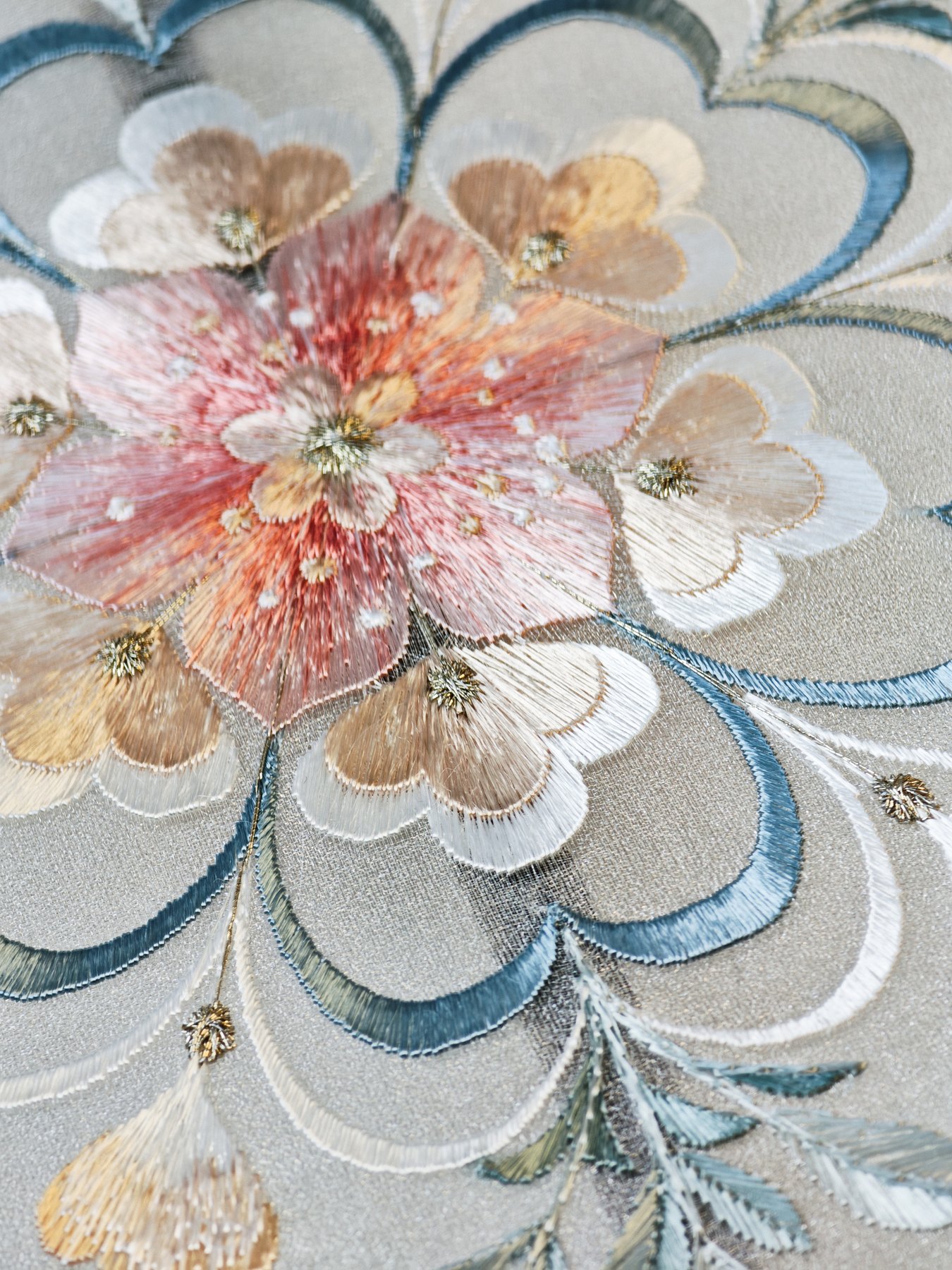 YIPIN Fine Fan | YPLS-012 | Dunhuang Baoxiang Floral Fan detail 5