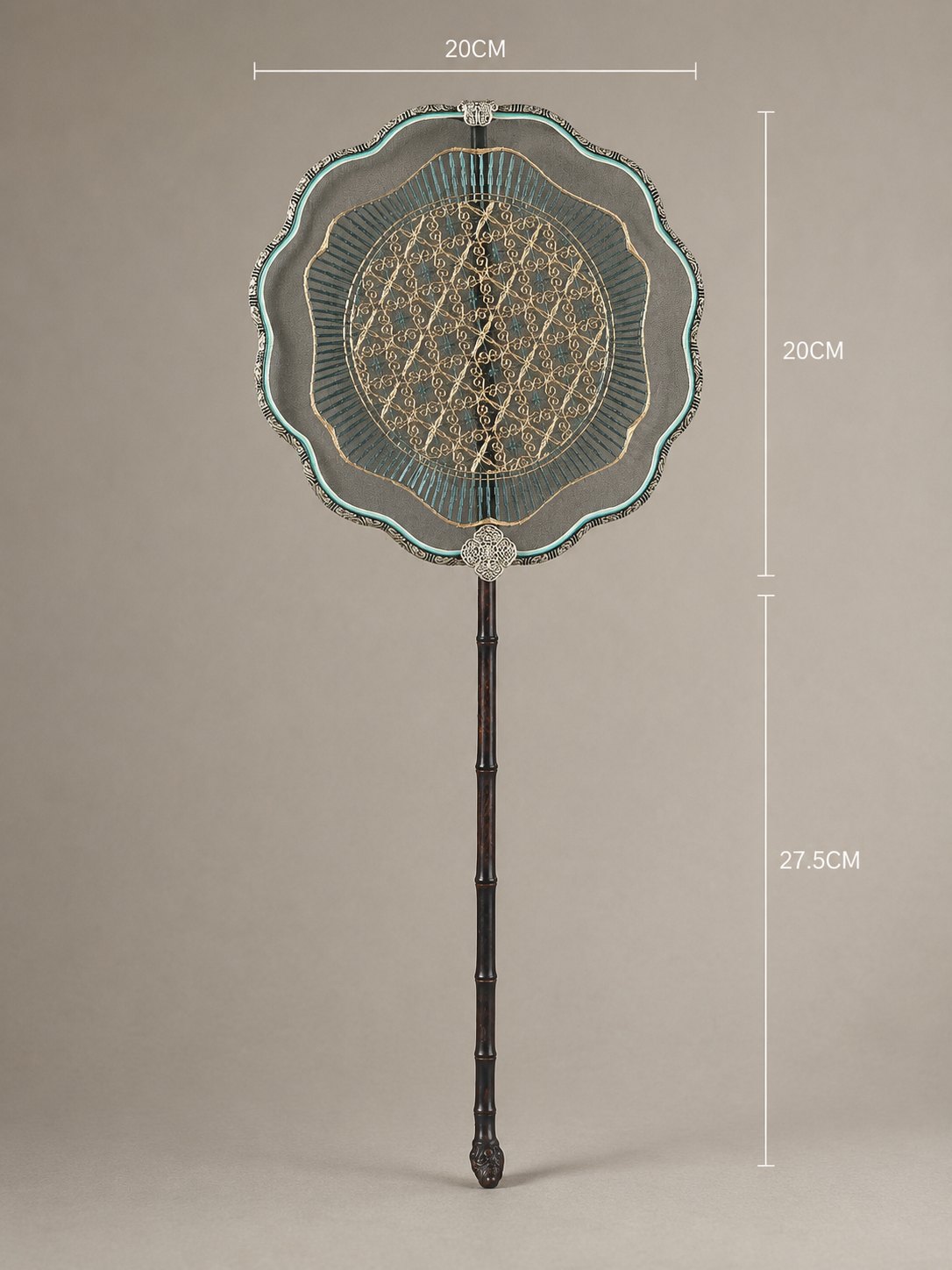 YIPIN Fine Fan | YPLS-026 | Golden Vine Floral Mirror Fan detail 2